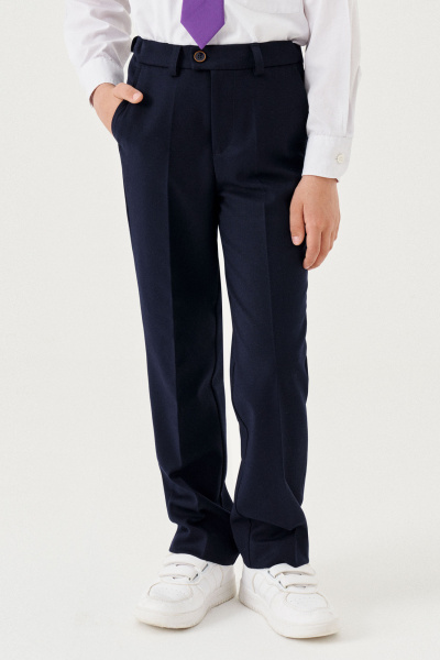 Классические прямые брюки из текстиля для мальчика Panda Kids 264160-146 Синий - фото 2