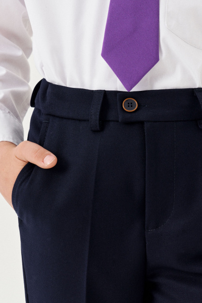 Классические прямые брюки из текстиля для мальчика Panda Kids 264160-146 Синий - фото 3