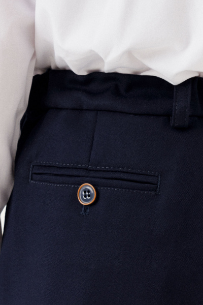 Классические прямые брюки из текстиля для мальчика Panda Kids 264160-152 Синий - фото 4