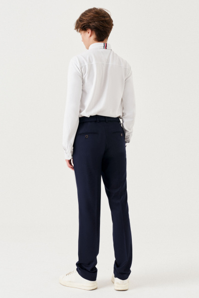 Классические брюки из поливискозной ткани для мальчика Panda Kids 264161-188 Синий - фото 5