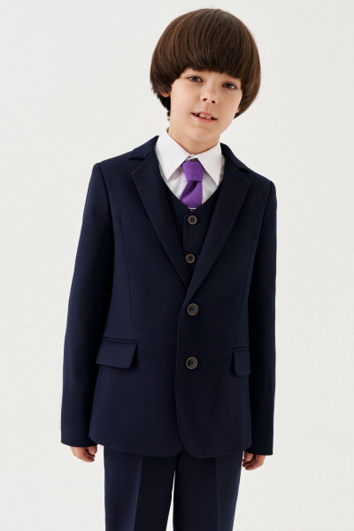 Строгий пиджак из поливискозной ткани для мальчика Panda Kids 264230-122 Синий - фото 1