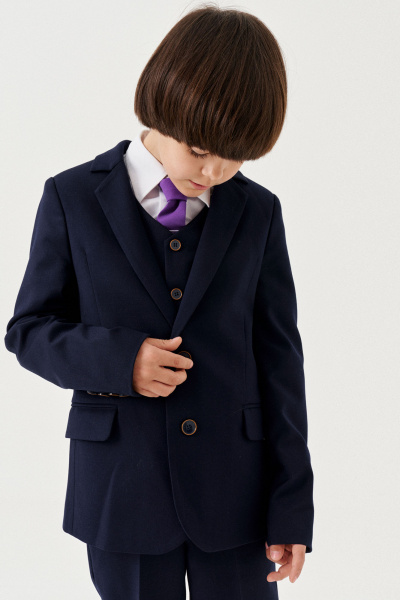 Строгий пиджак из поливискозной ткани для мальчика Panda Kids 264230-122 Синий - фото 2