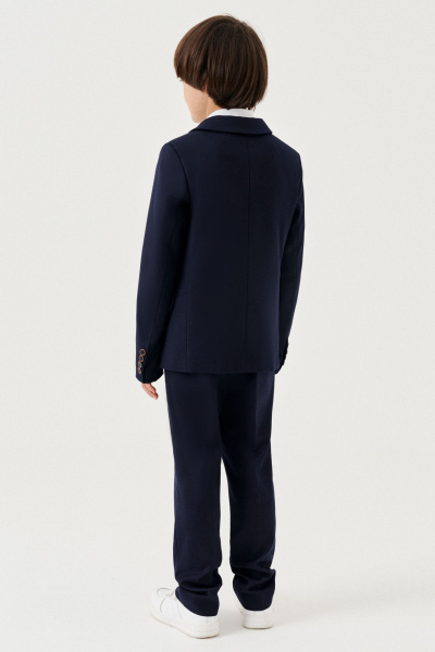 Пиджак для мальчика с откидным воротником и карманами Panda Kids 264230-140 Синий - фото 5