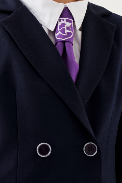 Жакет для девочки с фасонными швами и карманами Panda Kids 264430-134 Синий - фото 3