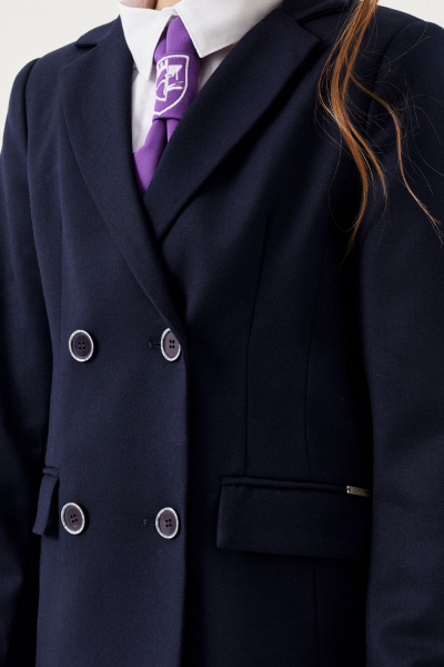 Жакет для девочки с фасонными швами и карманами Panda Kids 264430-134 Синий - фото 4