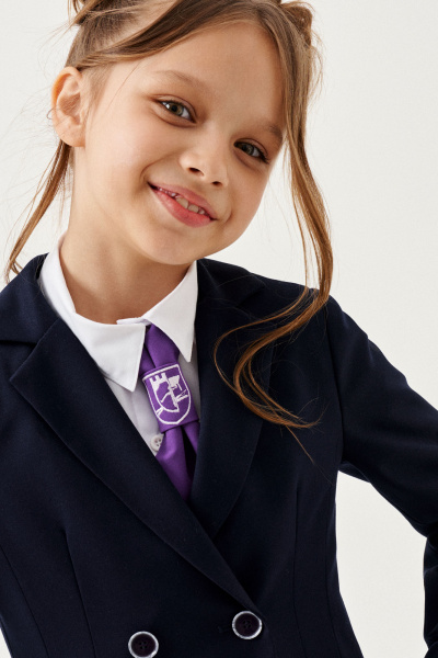 Жакет для девочки с застежкой и вырезом V-образной формы Panda Kids 264430-140 Синий - фото 6