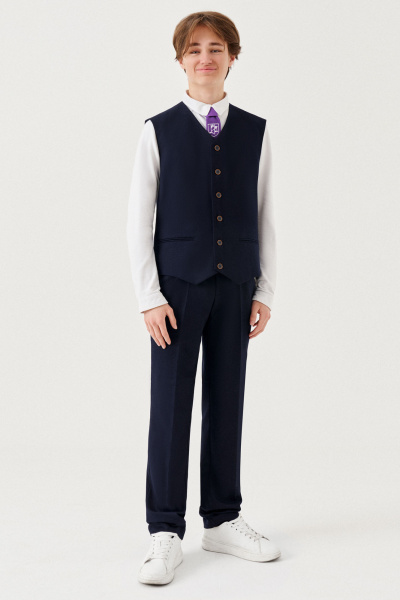 Жилет деловой для мальчика из текстиля с кулиской Panda Kids 264838-188 Синий - фото 1