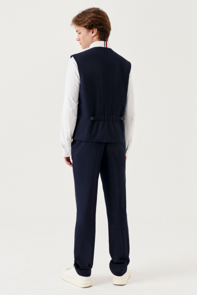 Жилет деловой для мальчика из текстиля с кулиской Panda Kids 264838-188 Синий - фото 4