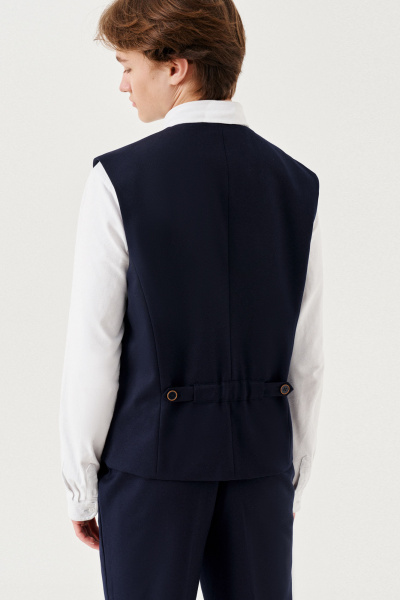 Жилет деловой для мальчика из текстиля с кулиской Panda Kids 264838-188 Синий - фото 5