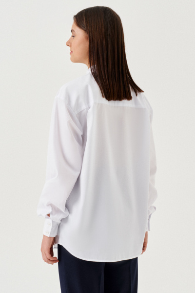 Блуза деловая для девочки с воротником стойкой Panda Kids 264940-146 Белый - фото 4