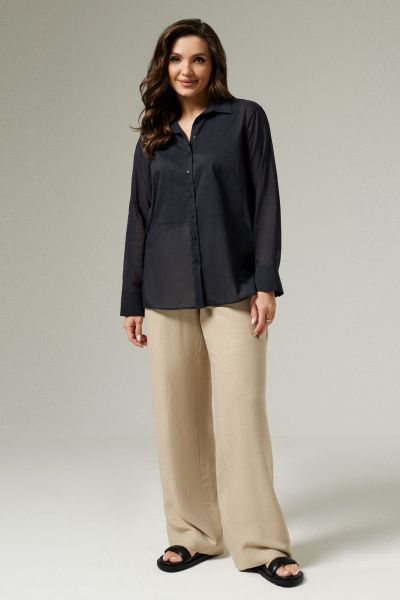 Летние широкие брюки из льняной ткани Панда 180860w бежевый - фото 1