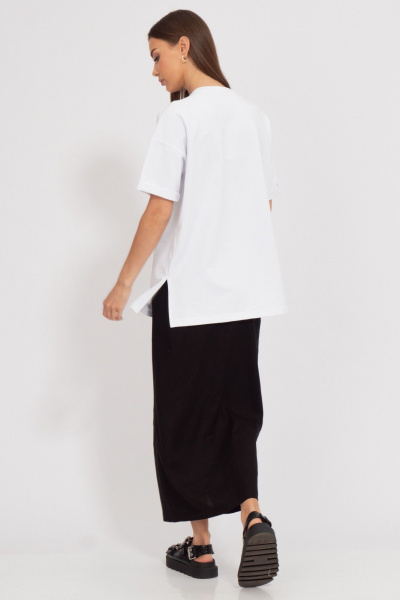 Летний джемпер из футера с объемным цветком и разрезами Kivviwear 4188.02 - фото 11