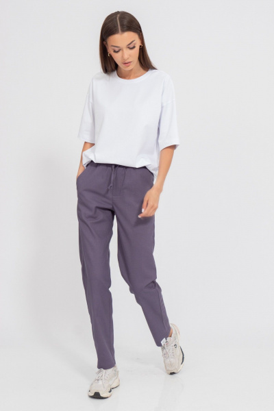 Льняные классические брюки с резинкой для повседневной носки Kivviwear 1016.05 - фото 4