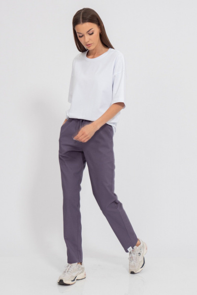 Льняные классические брюки с резинкой для повседневной носки Kivviwear 1016.05 - фото 2