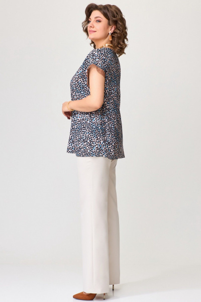 Блуза с кружевами и брюки прямого силуэта из ткани Fita 1711 мультиколор - фото 7