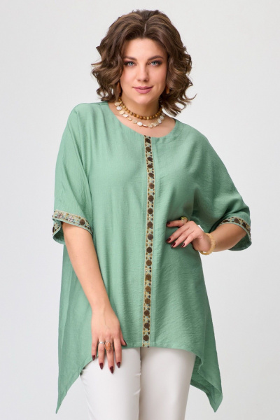 Легкая летняя туника оверсайз из текстиля Fita 20452 зеленый - фото 6