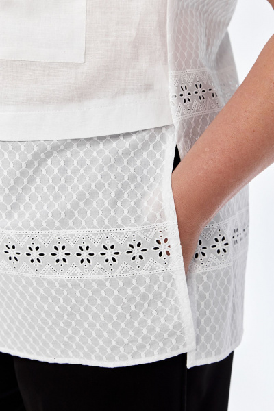 Белая летняя блузка прямого силуэта из текстиля Jurimex 3141 - фото 7