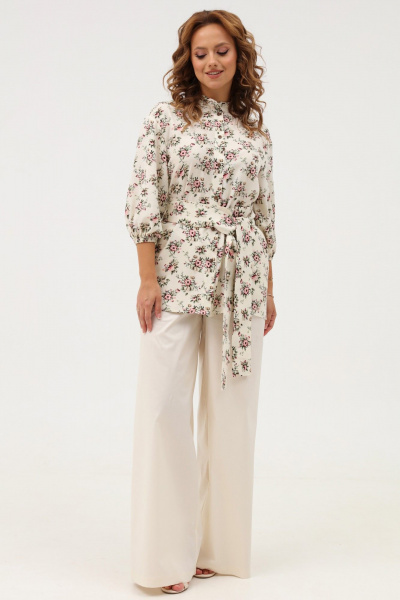 Летний комплект из бежевой блузки и широких брюк Angelina & Сompany 1103 - фото 8