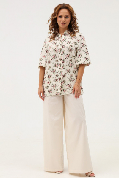 Летний комплект из бежевой блузки и широких брюк Angelina & Сompany 1103 - фото 6