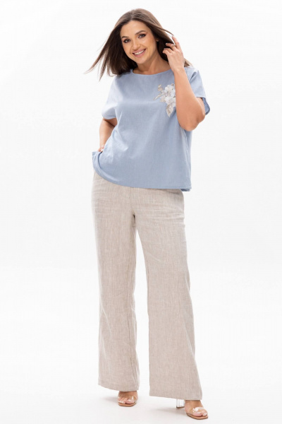 Блуза Ma Сherie 1090 серо-голубой - фото 3