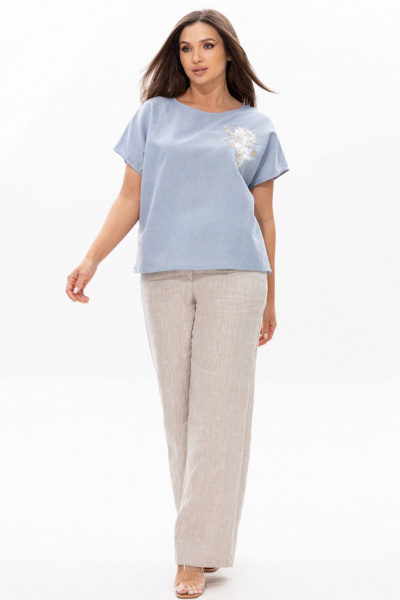 Блуза Ma Сherie 1090 серо-голубой - фото 2