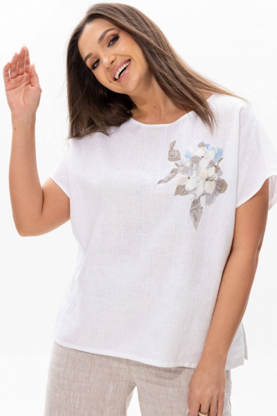 Блуза, брюки Ma Сherie 3068 белый+натуральный - фото 6