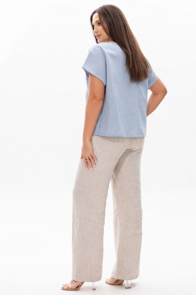 Блуза, брюки Ma Сherie 3068 серо-голубой+натуральный - фото 7