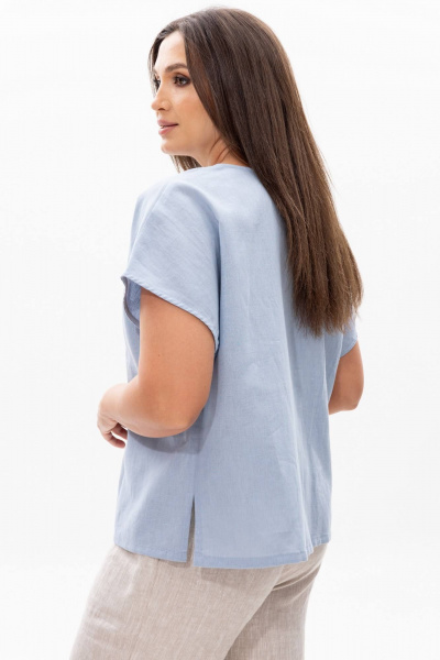 Блуза, брюки Ma Сherie 3068 серо-голубой+натуральный - фото 6