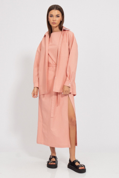 Льняной костюм блуза и платье с разрезом Kivviwear 407313077.01 - фото 4