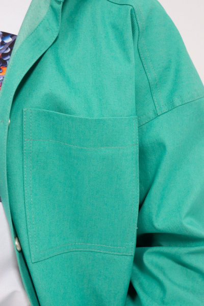 Летняя рубашка свободного кроя с манжетами бирюзовая Kivviwear 4100.30 - фото 6