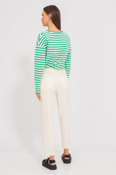 Свободный свитшот из трикотажа в полоску с длинным рукавом Kivviwear 4098.12 - фото 10