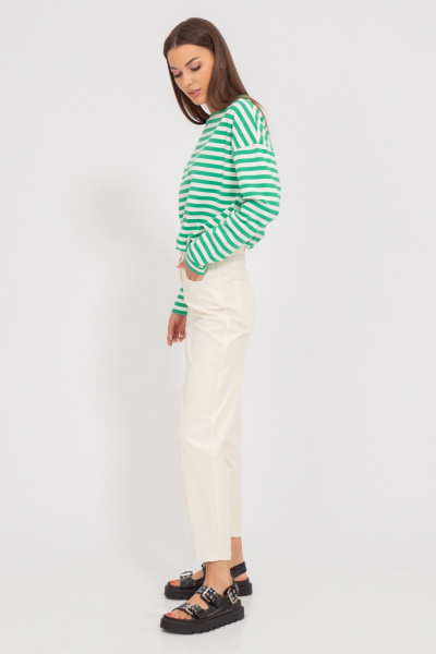 Свободный свитшот из трикотажа в полоску с длинным рукавом Kivviwear 4098.12 - фото 9