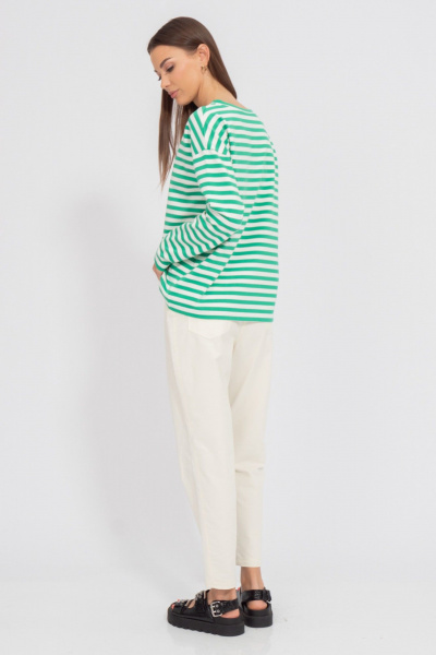 Свободный свитшот из трикотажа в полоску с длинным рукавом Kivviwear 4098.12 - фото 7