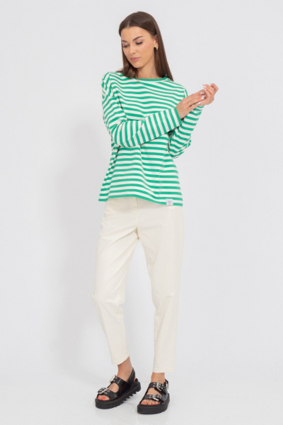 Свободный свитшот из трикотажа в полоску с длинным рукавом Kivviwear 4098.12 - фото 5