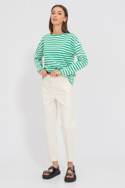 Свободный свитшот из трикотажа в полоску с длинным рукавом Kivviwear 4098.12 - фото 3