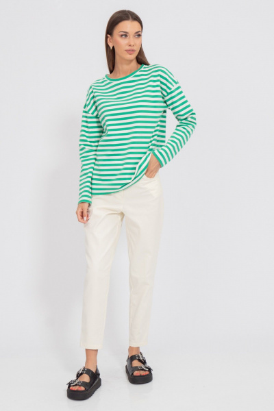 Свободный свитшот из трикотажа в полоску с длинным рукавом Kivviwear 4098.12 - фото 2