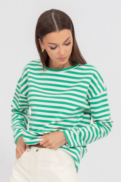 Свободный свитшот из трикотажа в полоску с длинным рукавом Kivviwear 4098.12 - фото 1