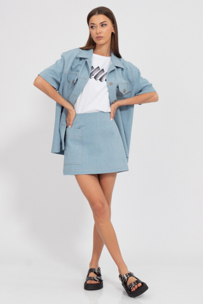 Джинсовая мини-юбка из качественного хлопка Kivviwear 4196.01 - фото 3