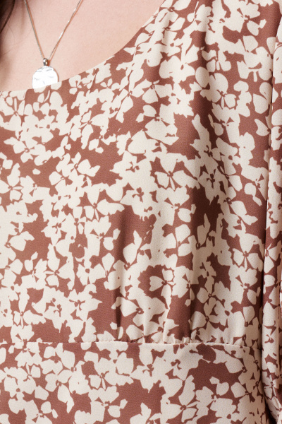 Платье повседневное с коротким рукавом и шнурками Панда 180080w бежевый - фото 3