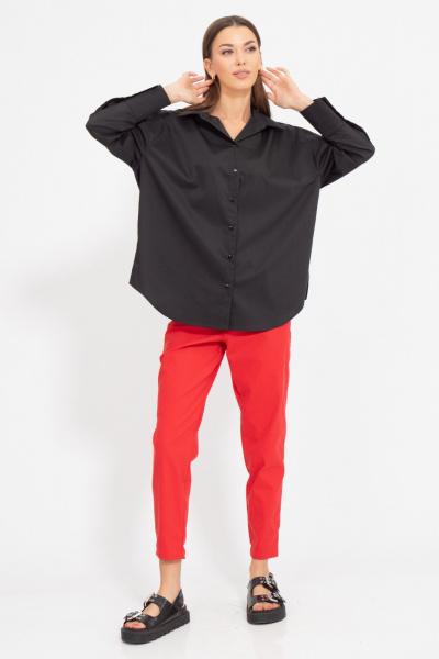 Хлопковая блуза свободного силуэта из ткани текстиль Kivviwear 4199.01 - фото 5