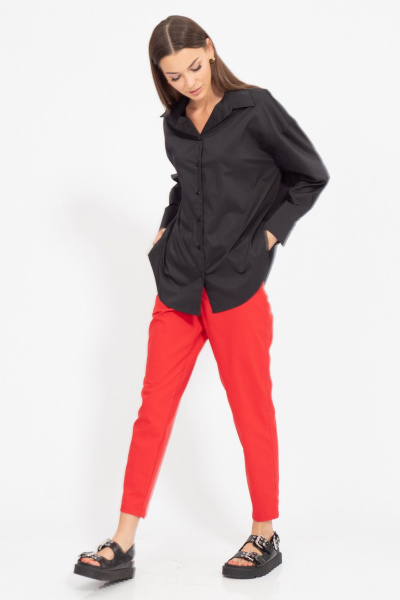 Хлопковая блуза свободного силуэта из ткани текстиль Kivviwear 4199.01 - фото 4