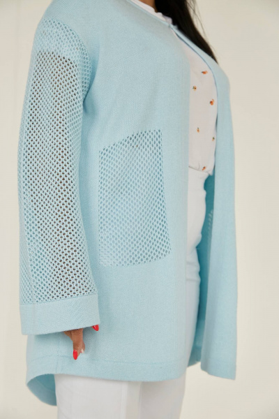 Голубой базовый оверсайз кардиган с длинным рукавом Romgil 860ХАТЗ бледно-голубой - фото 4