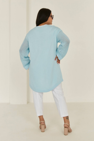 Голубой базовый оверсайз кардиган с длинным рукавом Romgil 860ХАТЗ бледно-голубой - фото 2