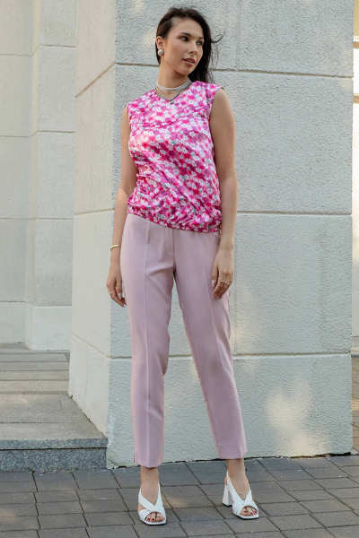 Розовые брюки с стрелками зауженные по низу и поясом LADO 340/1-16 - фото 2