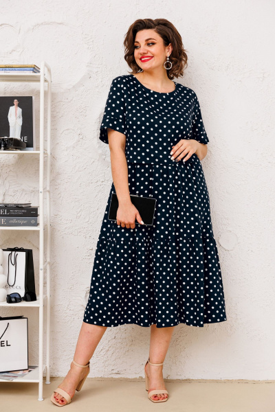 Платье AGATTI 5299-1 темно-синий_горох - фото 1
