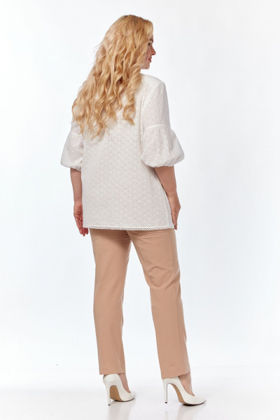 Классическая белая блуза из хлопка с V-образным вырезом Элль-стиль 2290/1а белый - фото 10