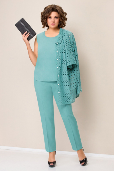 Блуза, брюки, рубашка VOLNA 1353 светло-бирюзовый - фото 4