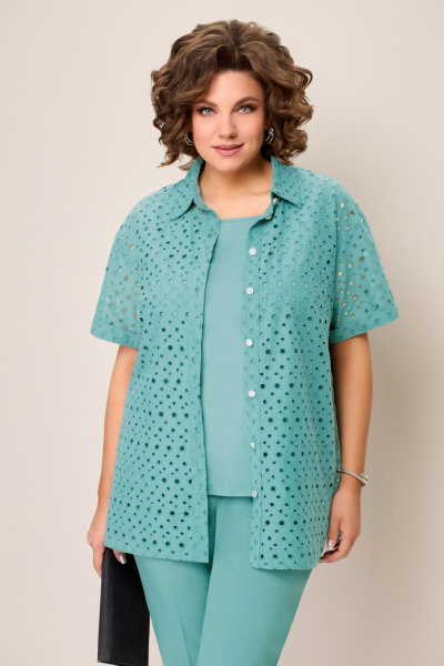 Блуза, брюки, рубашка VOLNA 1353 светло-бирюзовый - фото 2