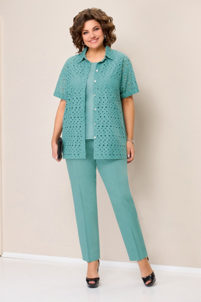 Блуза, брюки, рубашка VOLNA 1353 светло-бирюзовый - фото 1