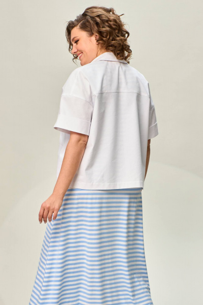 Белая джинсовая блуза с накладными карманами и разрезами INVITE 1061 желтый - фото 3